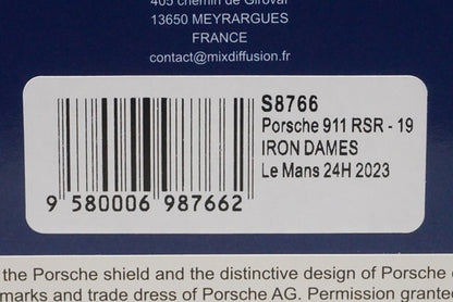 1:43 SPARK S8766 Porsche 911 RSR-19 Iron Dames LM 24H 2023 #85 model car