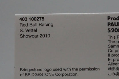 1:43 MINICHAMPS 403100275 SINGHA Red Bull Racing Show Car 2010 #5 S.Vettel