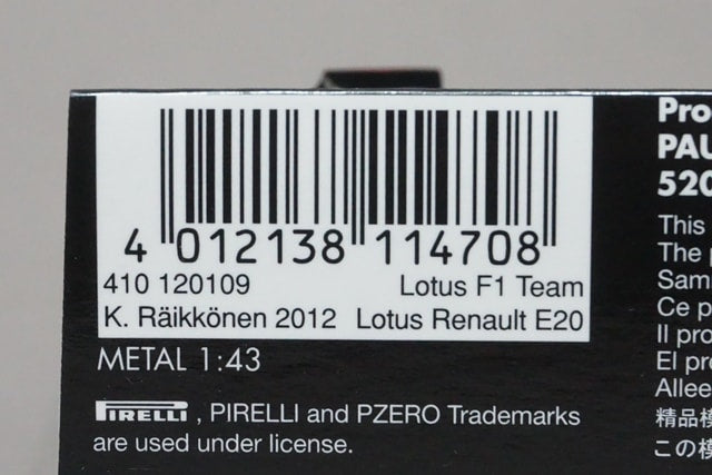 1:43 MINICHAMPS Lotus F1 Team Renault E20 Bahrain GP 2012 #9 K. Raikkonen