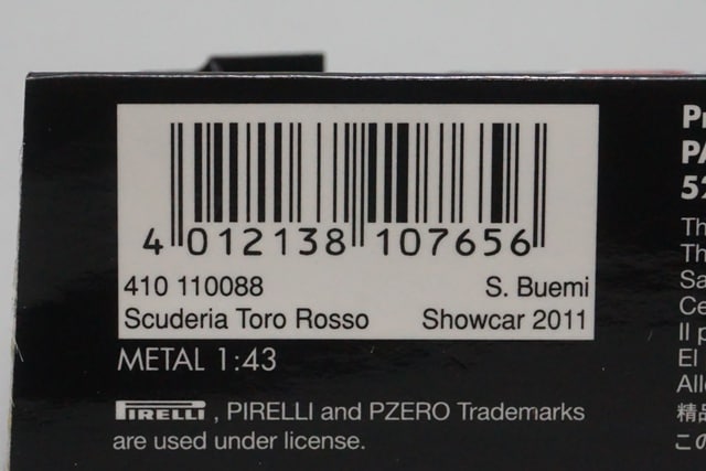 1:43 MINICHAMPS 410110088 Scuderia Toro Rosso Show Car 2011 #18 S.Buemi