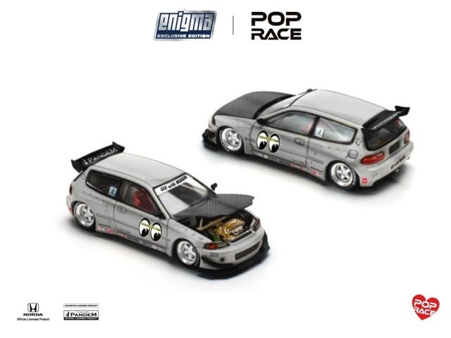 [ Pre-order ] PRE0010 POP RACE x Enigma 1:64 Honda Civic Pandem Civic EG6 Rocket Bunny Modified Yellow Mooneyes Chase Livery Blister Pack