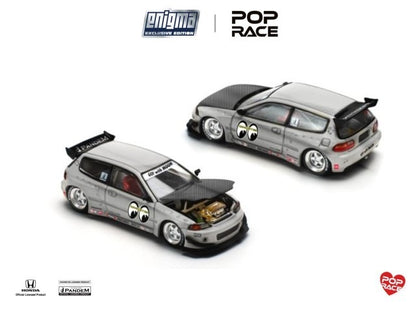 [ Pre-order ] PRE0010 POP RACE x Enigma 1:64 Honda Civic Pandem Civic EG6 Rocket Bunny Modified Yellow Mooneyes Chase Livery Blister Pack