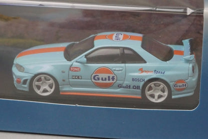 50122 Fuji 1:64 Nissan Skyline R34 GT-R Nismo Z-Tune High-end Gulf-Blue model car