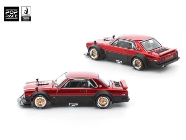 [ Pre-order ] PR640267 POP RACE 1:64 Nissan Skyline GT-R V8 DRIFT (HAKOSUKA) RED BLACK