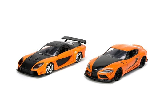 JADA32910 JadaToys 1:32 Scale Mazda RX7/Toyota Supra (Orange/Black) Set of 2
