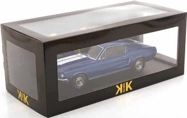 [ Pre-order ] KKDC181394 KK scale 1:18 Ford Mustang GT Fastback 1968 Blue Metallic/White