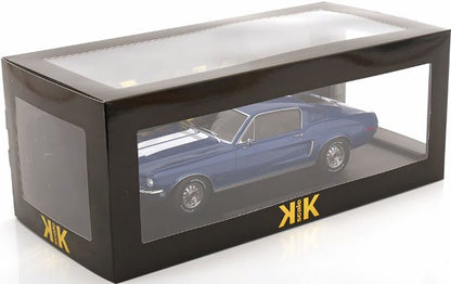 [ Pre-order ] KKDC181394 KK scale 1:18 Ford Mustang GT Fastback 1968 Blue Metallic/White