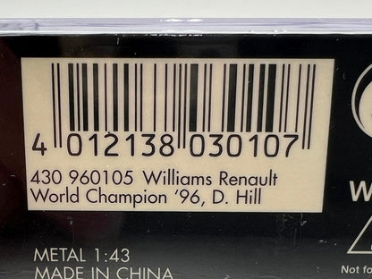 1:43 MINICHAMPS 430960105 Williams Renault FW 18 World Champion model car