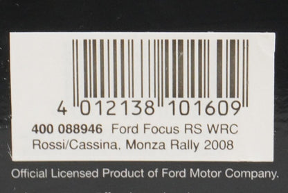 1:43 MINICHAMPS 400088946 Ford Focus RC WRC 'BETA' Monza Rally 2008 #46 model car
