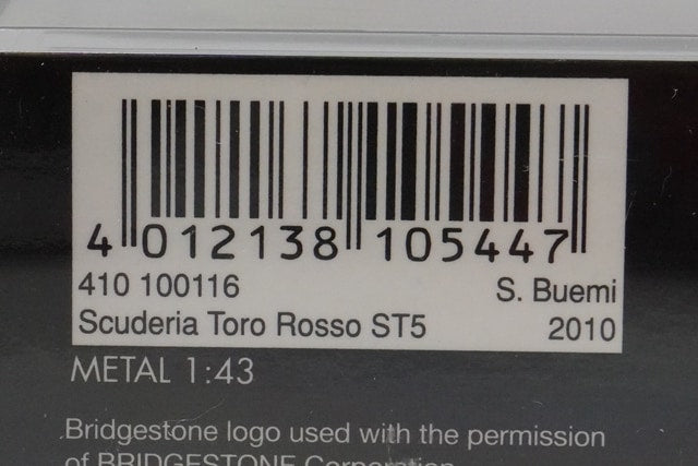 1:43 MINICHAMPS 410100116 Scuderia Toro Rosso STR5 Canadian GP 2010 #16 model car