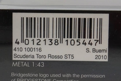 1:43 MINICHAMPS 410100116 Scuderia Toro Rosso STR5 Canadian GP 2010 #16 model car