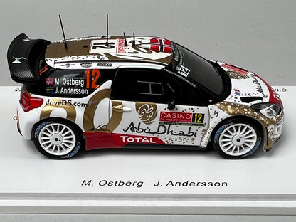1:43 Spark S4508 DS3 WRC Citroen Total Abu Dhabi WRT Monte Carlo 2015 #12 M. Ostberg J. Andersson model car