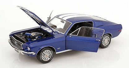 [ Pre-order ] KKDC120224 KK scale 1:12 Ford Mustang GT Fastback 1968 Blue Metallic/White