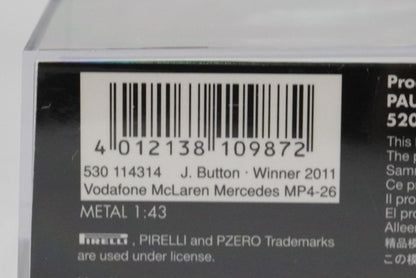 1:43 MINICHAMPS 530114314 Vodafone McLaren Mercedes MP4-26 Canadian GP 2011 #4 model car