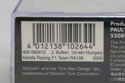 1:43 MINICHAMPS 400060412 Honda Racing RA106 Hungarian GP 2006 #12 J. Button model car