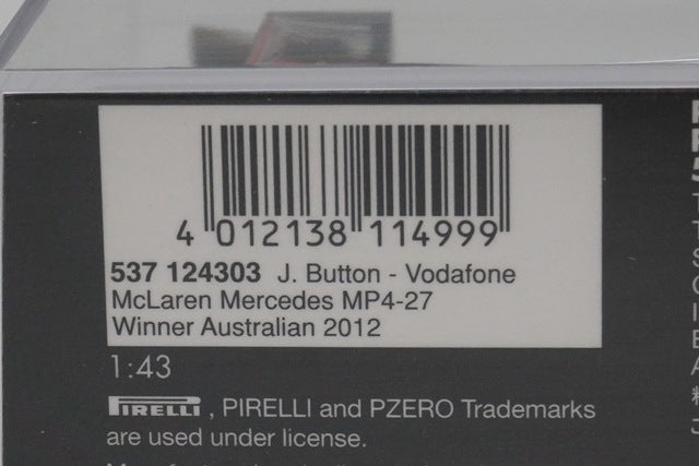 1:43 MINICHAMPS 537124303 McLaren Mercedes MP4-27 Australia 2012 #3 model car