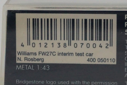 1:43 MINICHAMPS 400050110 Williams FW27C INTERIM Test Car #10 model car