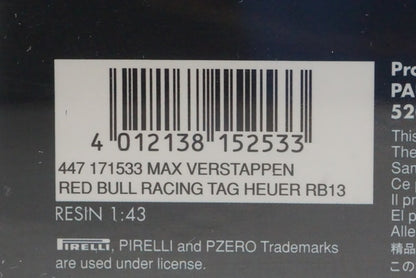 1:43 MINICHAMPS 447171533 Red Bull Racing TAG Heuer RB13 Malaysian GP 2017 #33 model car