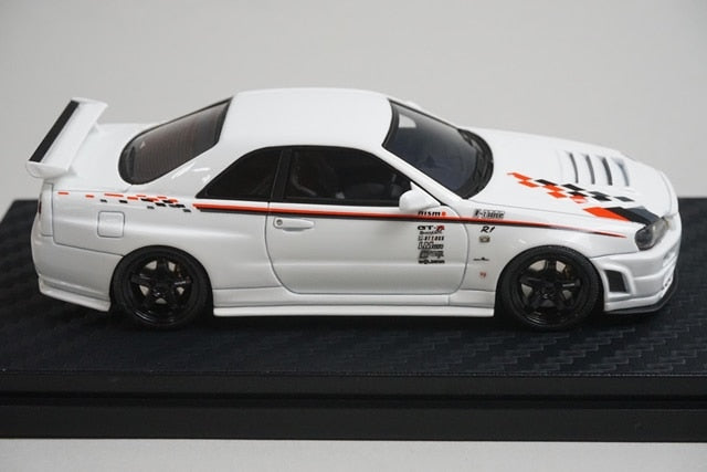 1:43 HPI 8379 Mirage Nissan Nismo R34 GT-R R-tune White model car