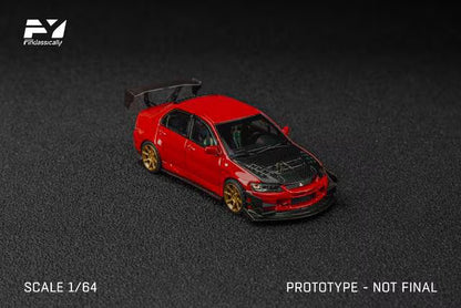 FY64108 Finclassically 1:64 Mitsubishi Lancer Evolution 9 EVO Ⅸ Modified Red / Carbon Bonnet Ver.