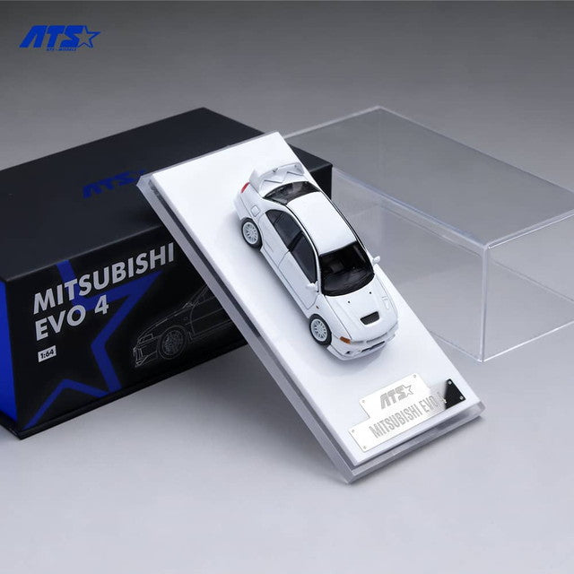 [ Pre-order ] ATS881001 ATS 1:64 Mitsubishi Lancer Evolution IV White with Opening and Closing Hood