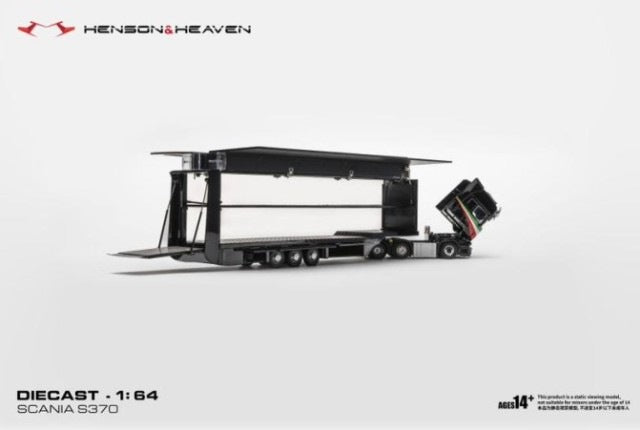 [ Pre-order ] HH Model 1:64 Scania Transporter Trailer with Side Gull-Wing Doors, Black