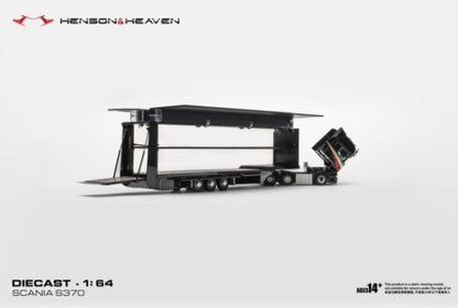 [ Pre-order ] HH Model 1:64 Scania Transporter Trailer with Side Gull-Wing Doors, Black