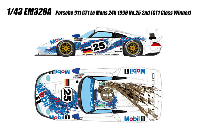 [ Pre-order ] EM328A Make Up EIDOLON 1:43 Porsche 911 GT1 Le Mans 24 Hours 1996 #25 2nd Place (GT1 Class Winner)