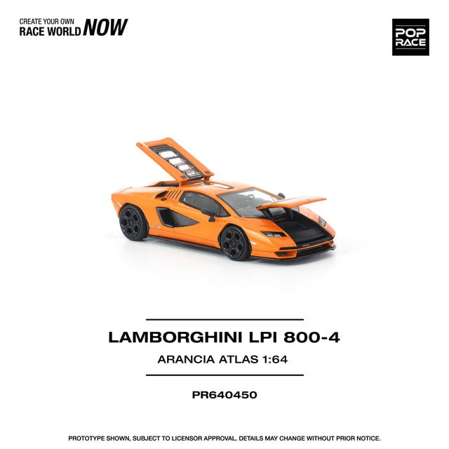 [ Pre-order ] PR640450 POP RACE 1:64 Lamborghini Countach LP1 800-4 Arancia Atlas