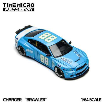 [ Pre-order ] TM648202 Time Mirco TM x PSC Design 1:64 Charger Dodge Charger Blue Daytona #88
