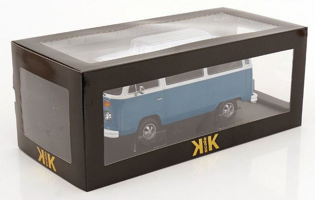 [ Pre-order ] KKDC181362F KK scale 1:18 Volkswagen VW Bus T2b 1972 Blue/White Fuchs-Rims
