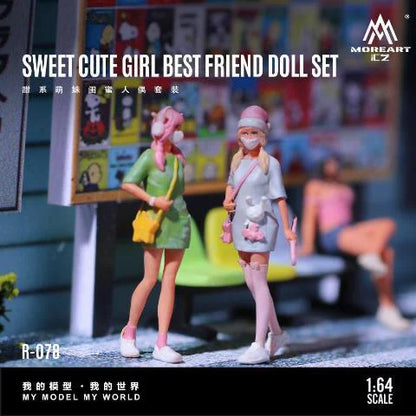 [ Pre-order ] MO223078 MoreArt 1:64 SWEET CUTE GIRL BEST FRIEND DOLL SET Sweet and cute girl best friend figures, set of 2