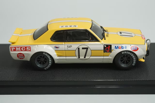 1:43 EBBRO 44140 Nissan Skyline GT-R KPGC10 Racing Fuji 1972 #17 Yellow White model car