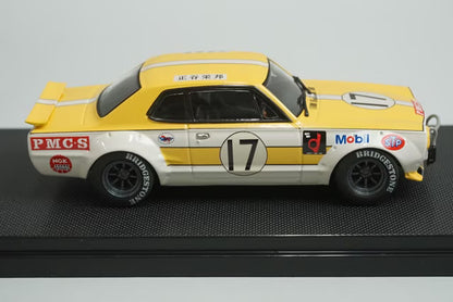 1:43 EBBRO 44140 Nissan Skyline GT-R KPGC10 Racing Fuji 1972 #17 Yellow White model car