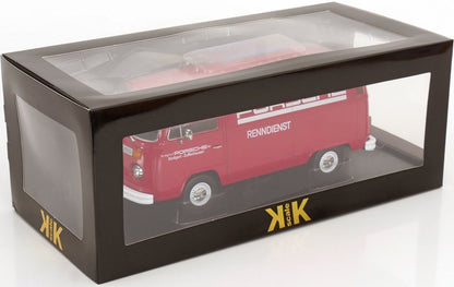 [ Pre-order ] KKDC181412 KK scale 1:18 Volkswagen T2b Kastenwagen Porsche Renndienst 1972 Red/White