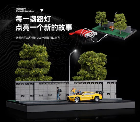 SCJ82032 収蔵家 Diorama 1:64 Wall-side Road and Green Park Diorama