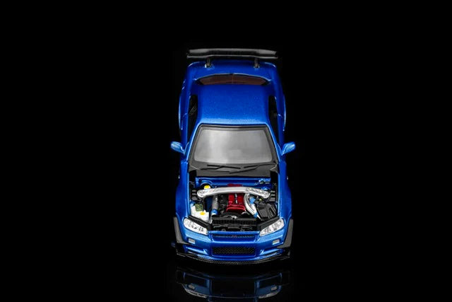 [ Pre-order ] M63476 MOTORHELIX 1:64 Nissan Skyline GT-R (R34) Customized Bayside Blue w/GT Aero Kit
