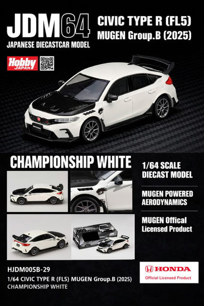 [ Pre-order ] HJDM005B-29 JDM64 1:64 Honda Civic Type R (FL5) MUGEN Group.B (2025) Championship White