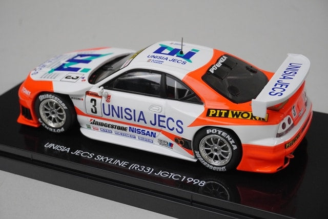 1:43 EBBRO 44194 Nissan Unisia Jex Skyline JGTC 1998 #3 White/Orange model car