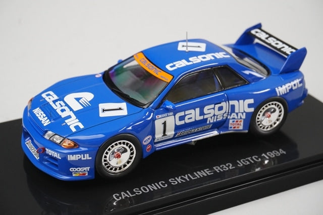1:43 EBBRO 44188 Nissan Calsonic Skyline R32 JGTC 1994 #1 Blue model car