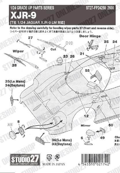 [ Back-order ] STUDIO27 FP24258 1:24 XJR-9 Upgrade PARTS for TAMIYA Detail Up Parts