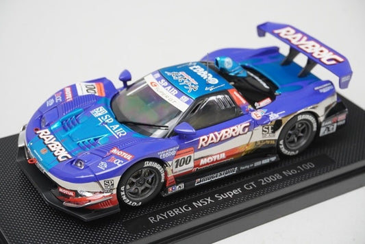 1:43 EBBRO 44050 Honda Raybrig NSX Super GT500 2008 #100 Blue model car