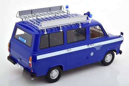 KKDC180468 KK scale 1:18 Ford Transit Bus 1965-1970 THW Germany with Roof Rack Darkblue/White