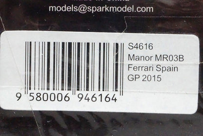 1:43 SPARK S4616 Manor MR03B Ferrari Spain GP 2015 #28 W.Stevens