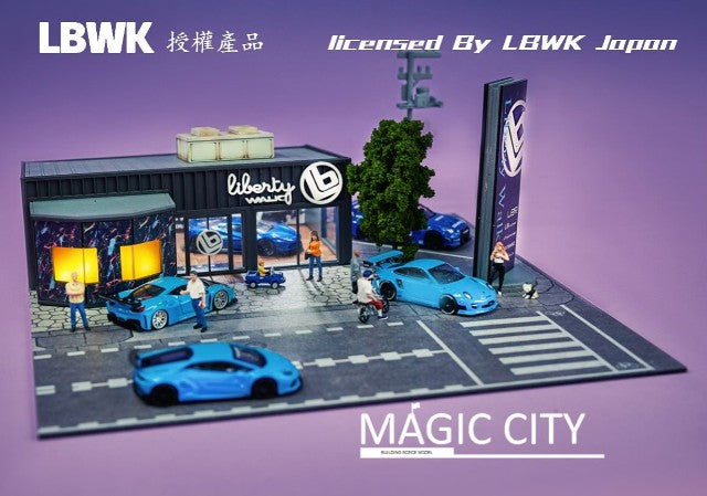 110036 Magic City 1:64 [30x40x17cm] LB LBWK Diorama Shop area LED light included *Figures and minicars are not included.