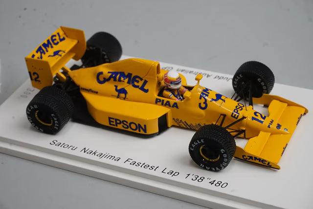 1:43 SPARK ROMU013 Lotus 101 Judd Australia GP 4th Satoru Nakajima 1989 #12 CAMEL