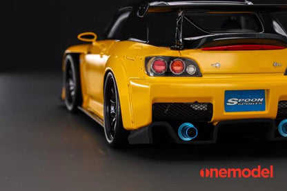 [ Pre-order ] 23A03-04 onemodel 1:18 Honda S2000 Spoon Street Carbon Bonnet Version (Yellow)