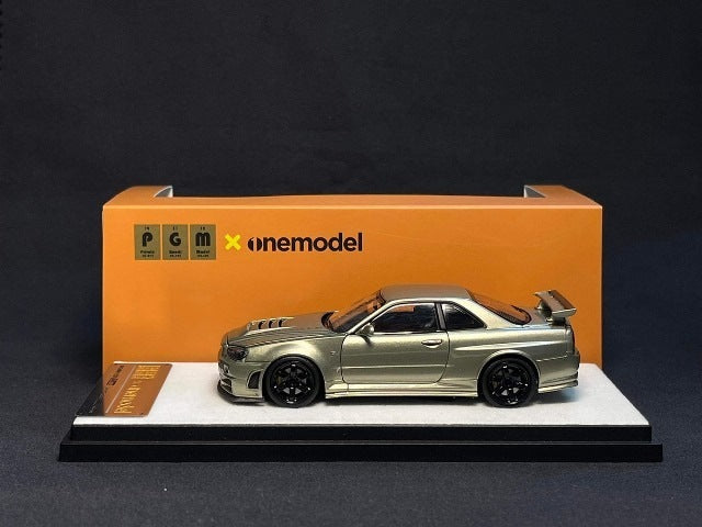 PGM-430103-1 PGM & onemodel 1:43 Nissan Skyline GT-R R34 Z-Tune fully opened and closed model Jade Green standard base