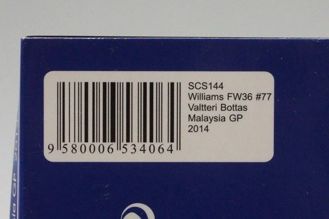 1:43 SPARK SCS144 Suzuka Circuit special order Williams Martini Racing FW36 V.Bottas Malaysia GP 2014 #77