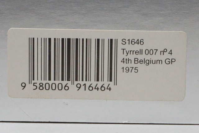 1:43 SPARK S1646 Tyrrell 007 Belgian GP 4th P.Dupayer 1975 #4